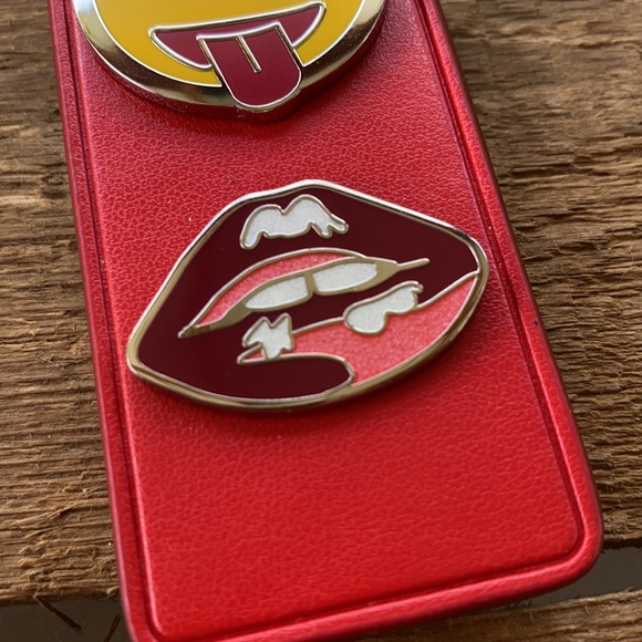 Coach Varsity Classic Pin Set on Red Leather Fob - Picture 5 of 14